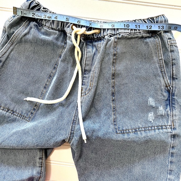 High Waist Drawstring Ripped Jeans - Picture 7 of 7